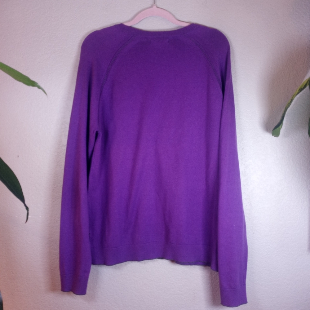 Ted Baker Purple Grey V Neck Cotton Blend Classic New Preppy Academia Sweater 5 - Picture 2 of 11